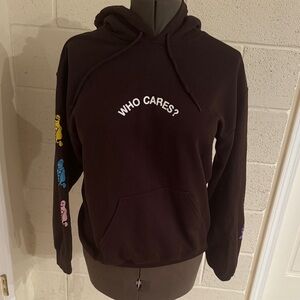 Rex Orange County Dark Brown Hoodie with Graphic Print Who Cares